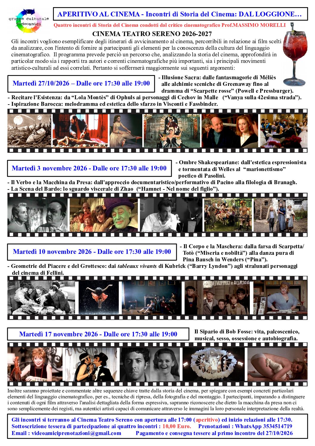 APERITIVO AL CINEMA : Incontri di Storia del Cinema: DAL LOGGIONE…